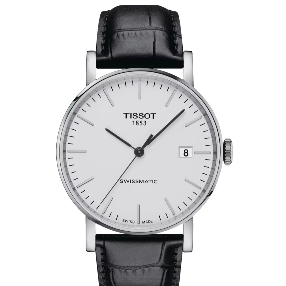 TISSOT Classic Automatic Silver Dial Men's Watch Black Croc